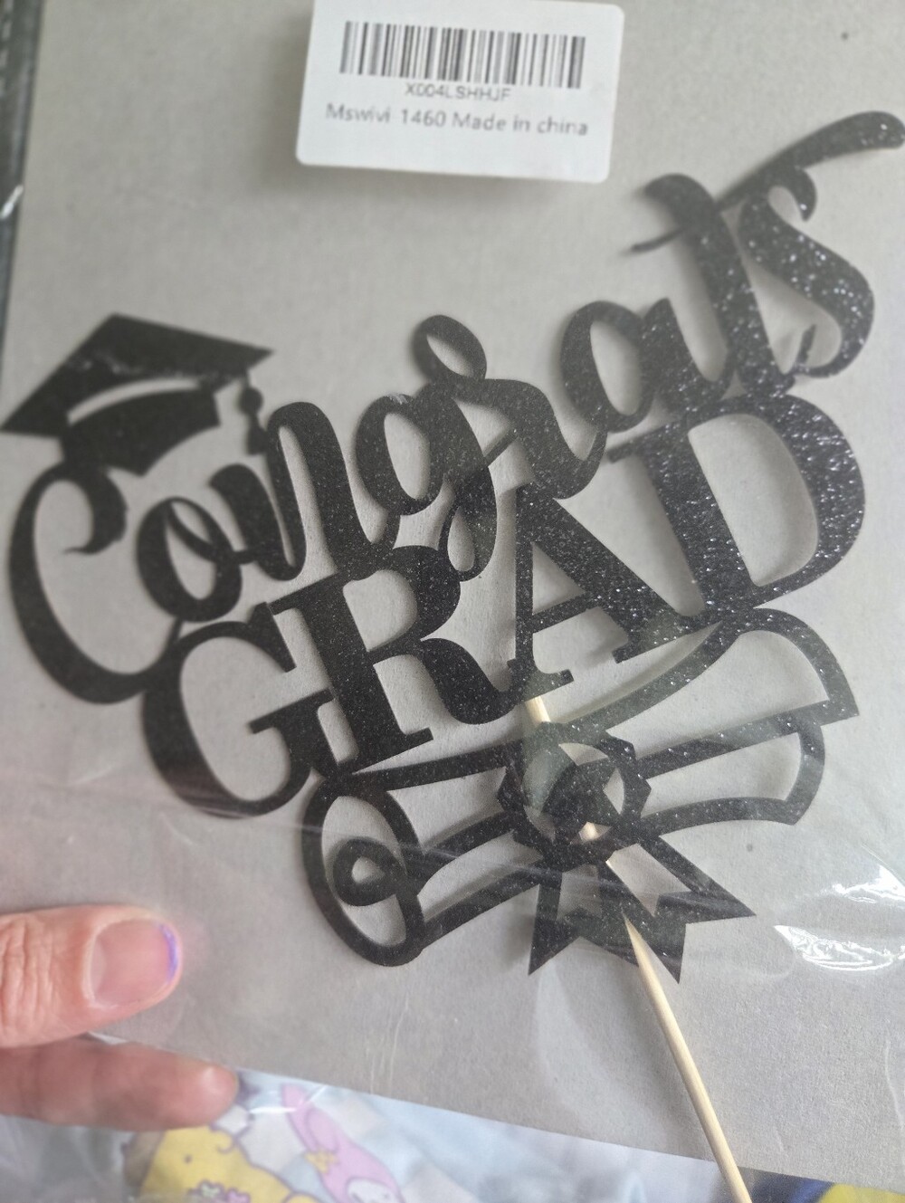 Congrats Grad Black Cake Topper by